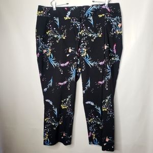 Worthington Woman Ankle Pants Black Floral Print Stretch Plus Size 20W NWT